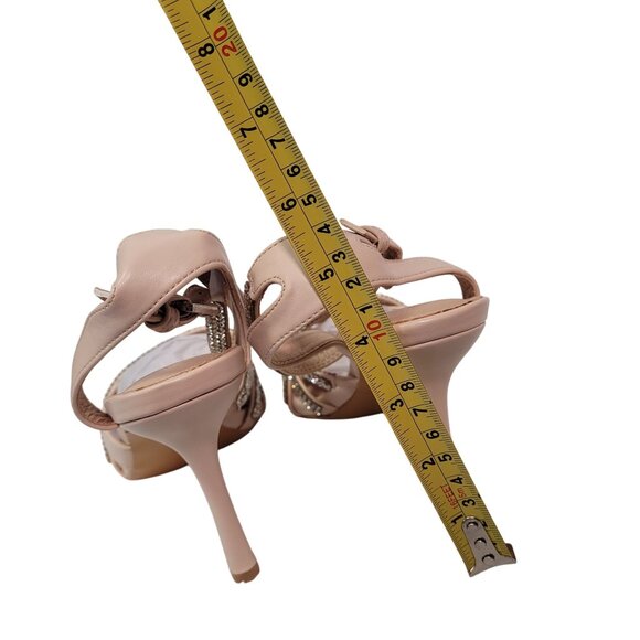 Women's Nude Strappy Rhinestone Stiletto Heels With Ankle Strap Size 8 - Picture 7 of 13